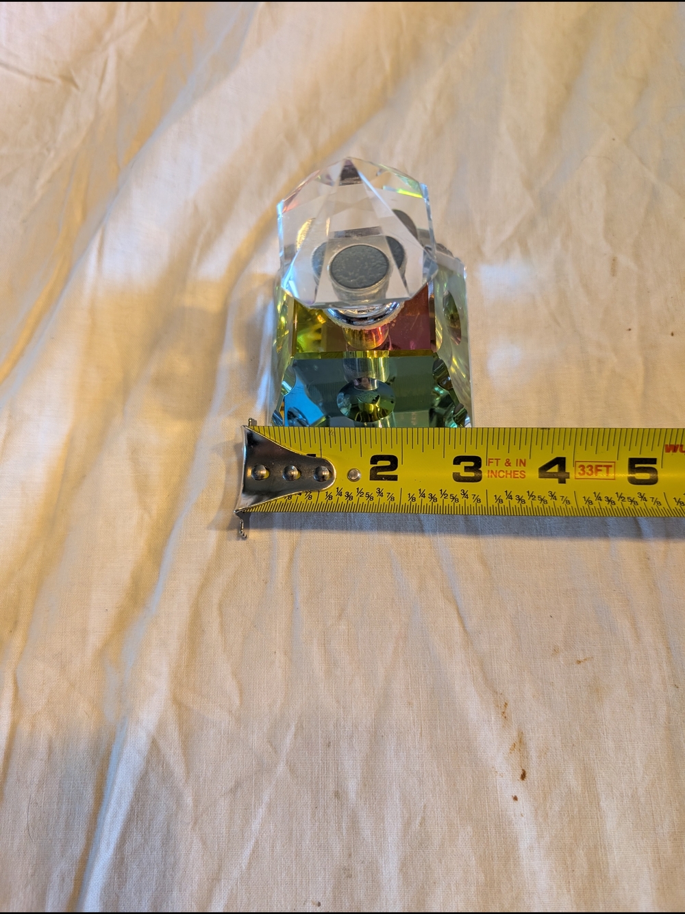 2/50$ Vintage Iridescent Crystal Prism Purfum bottle - Green & Purple Hues - Picture 6 of 6